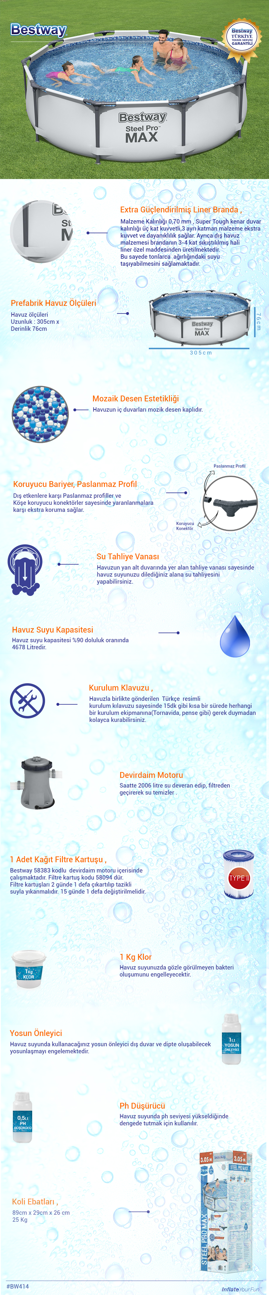 Prefabrik Havuz Seti BW414 56406 305 cm x 76cm 2 Prefabrik Havuz Seti BW414 56406 305 cm x 76cm