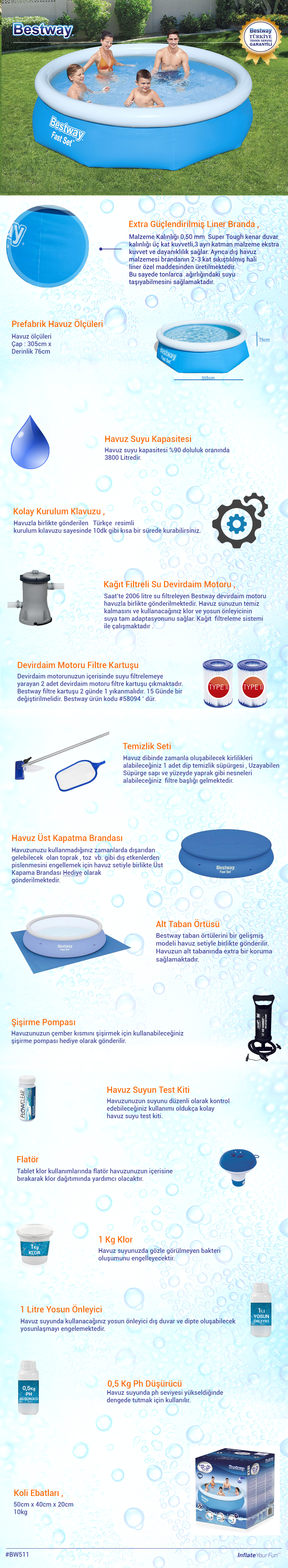 Büyük Şişme Havuz Seti BW511 57266 <p>305 cm 76 cm</p>